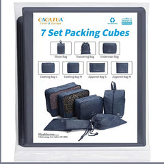 CACATUA 7 Set Packing Cubes — shoes bag, drawstring bag, underwear bag, clothing and zippered bags.