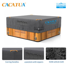 420D Spa Pool Cover Hot Tub Cover Outdoor with Handles Heavy Duty UV Protection