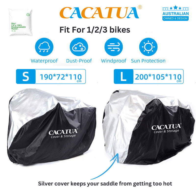 Heavy Duty Bicycle Bike Cover 210D Waterproof Outdoor Protection Fit 1/2/3 Bikes
