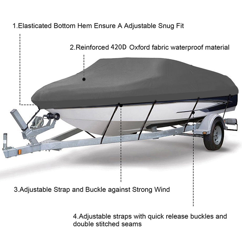 420D Boat Cover Heavy Duty Waterproof Trailerable UV Resistant