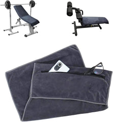 CACATUA Gym Towel with Zip Pocket for Weight Bench and Sit-up Board – Dark Grey Microfibre Sport Towel