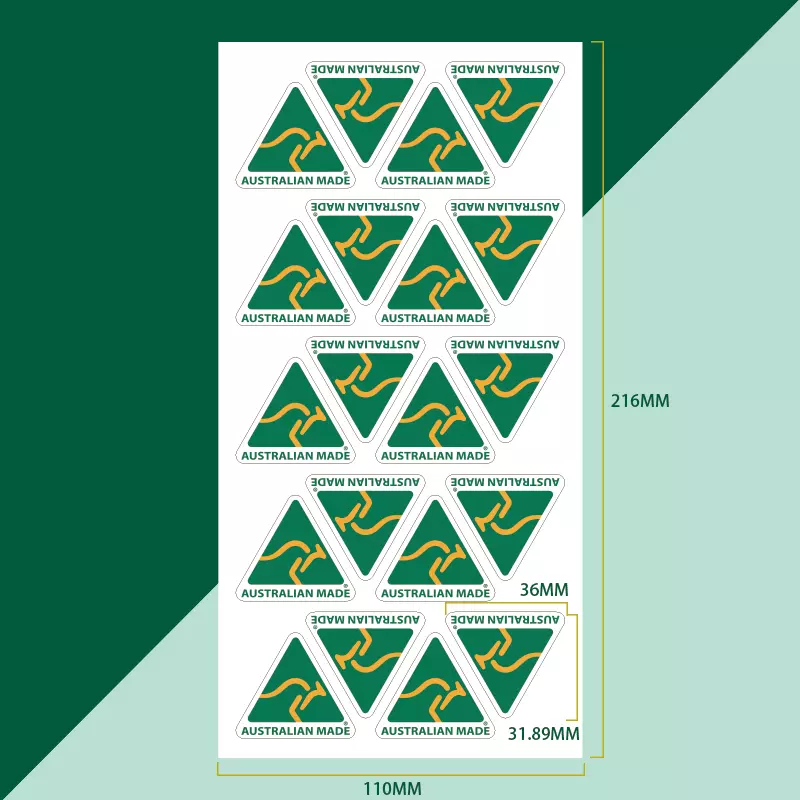 Australian Made Stickers Kangaroo Sticker Labels Green 20pcs/sheet