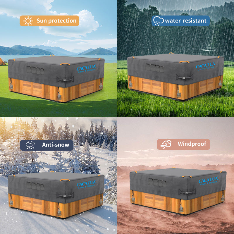 420D Spa Pool Cover Hot Tub Cover Outdoor with Handles Heavy Duty UV Protection