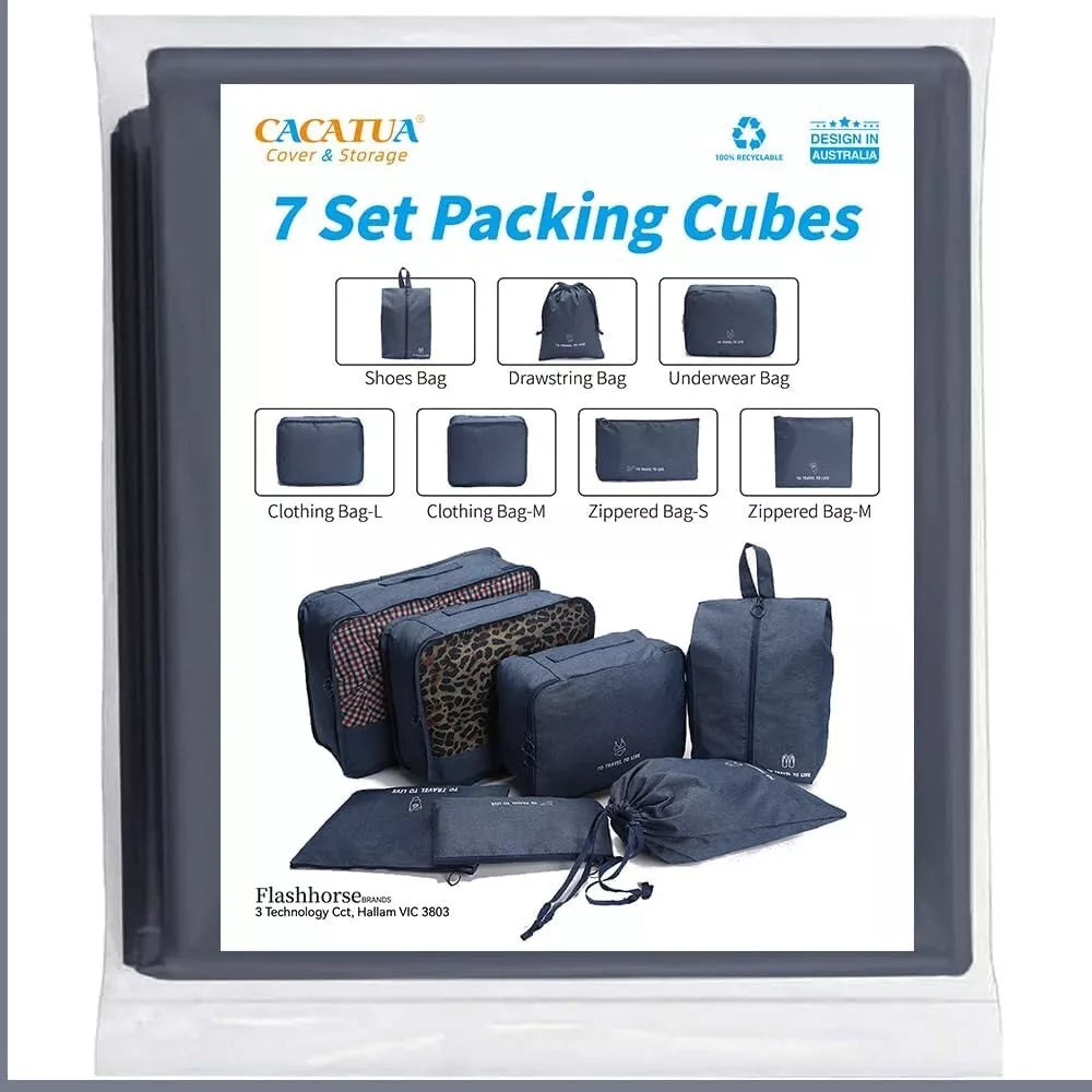 7 Set Travel Packing Cubes Suitcase Compression Packing Cubes Luggage CACATUA  F Horse (775)