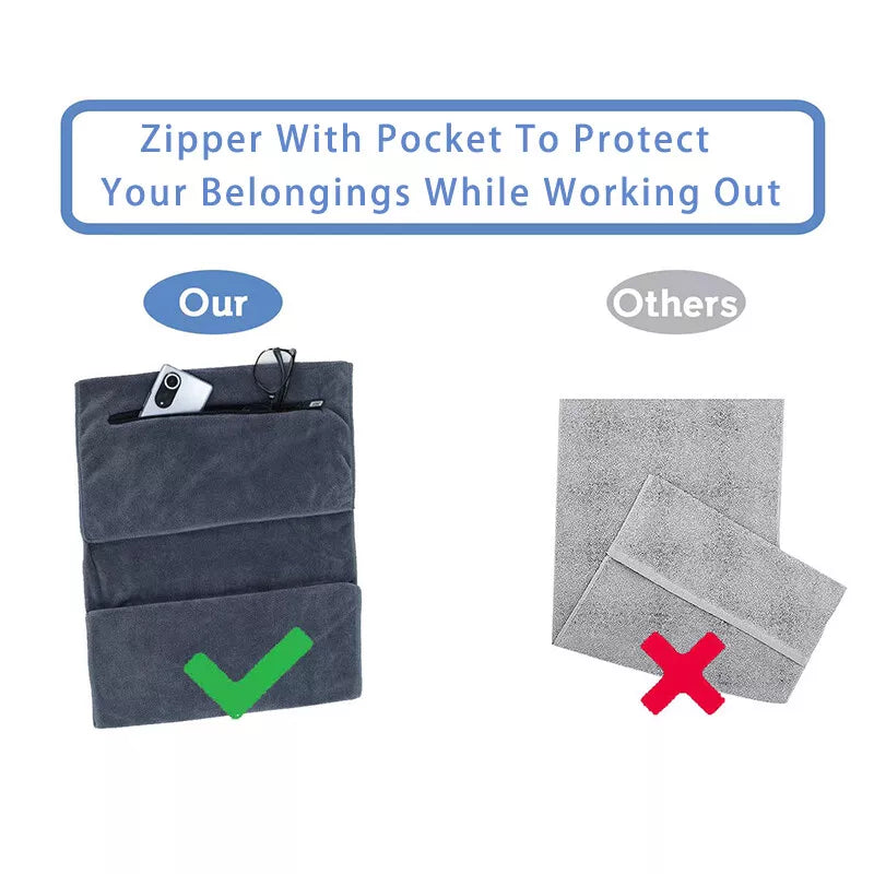 Sport Gym Towel Absorbent Microfiber Lightweight Sport Quick Drying with Pocket
