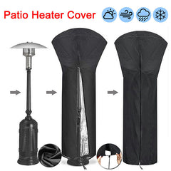 Cacatua patio heater cover with silver lining — easy slide-on, drawstring base, wind, rain, dust and frost protection.